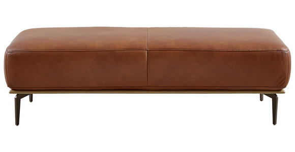 HOCKER Echtleder Braun  - Bronzefarben/Braun, Design, Leder/Metall (151/44/61cm) - Valnatura