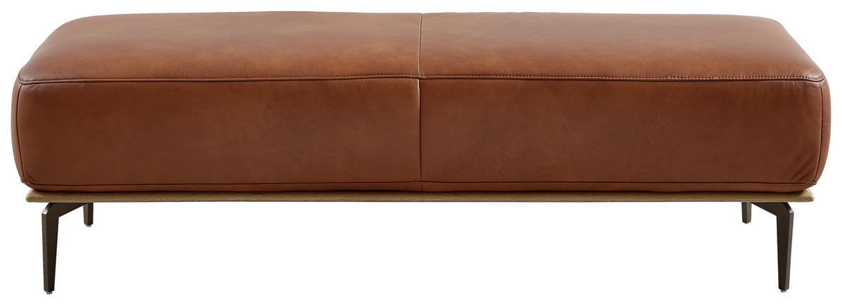 HOCKER in Holz, Leder Cognac  - Cognac/Bronzefarben, Design, Leder/Holz (151/44/61cm) - Valnatura