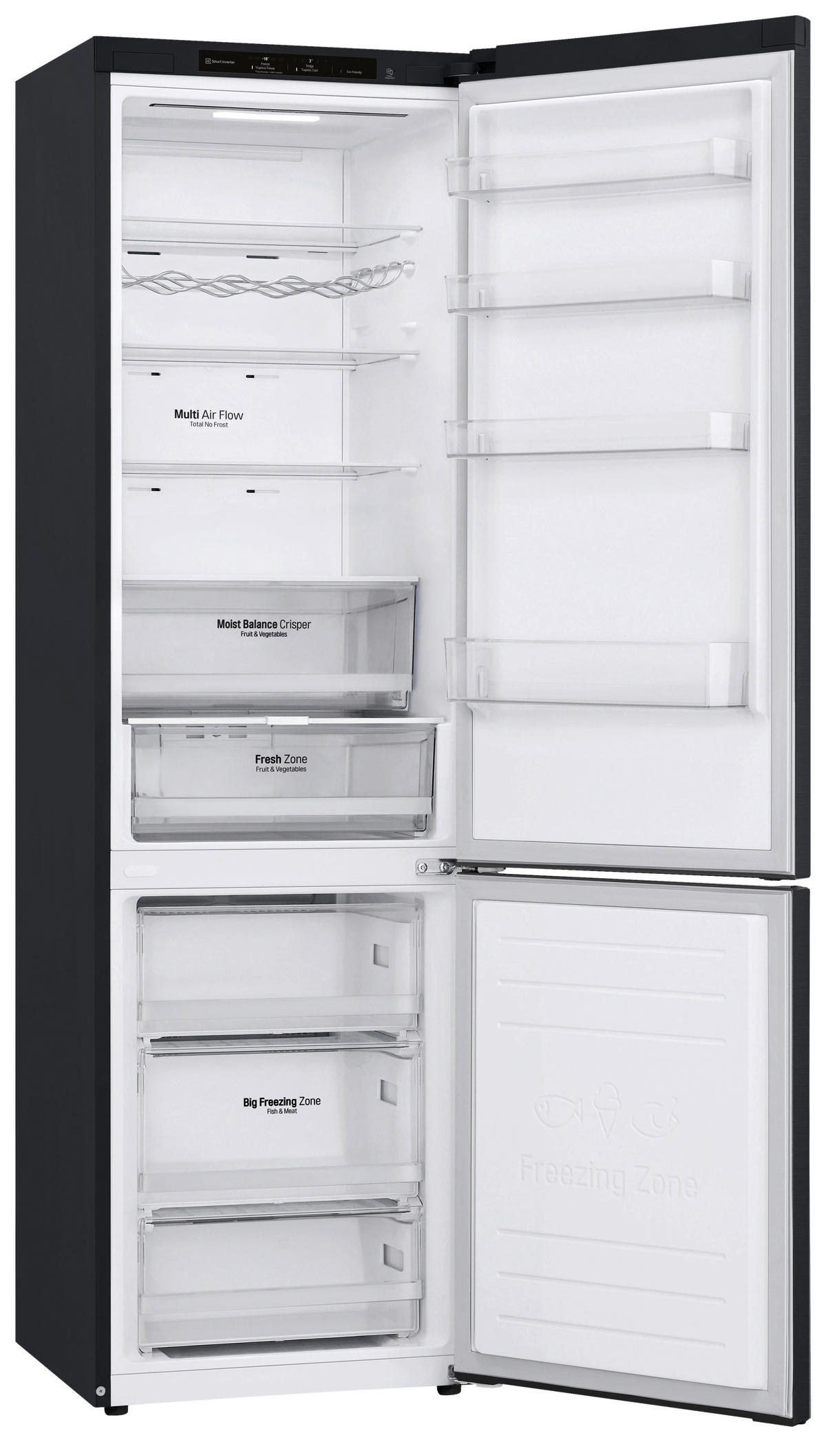 KÜHL-GEFRIER-KOMBINATION 59,5/203/67,5 cm GBB62MCGGN  - Schwarz, Trend, Glas/Kunststoff (59,5/203/67,5cm) - LG