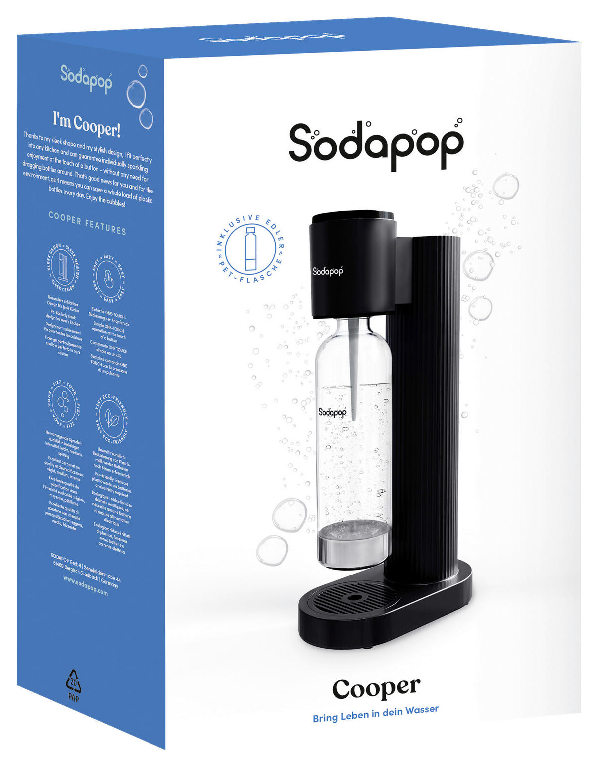 WASSERSPRUDLER Cooper  - Schwarz, Basics, Kunststoff (12.8/44.90/23.10cm) - Sodapop