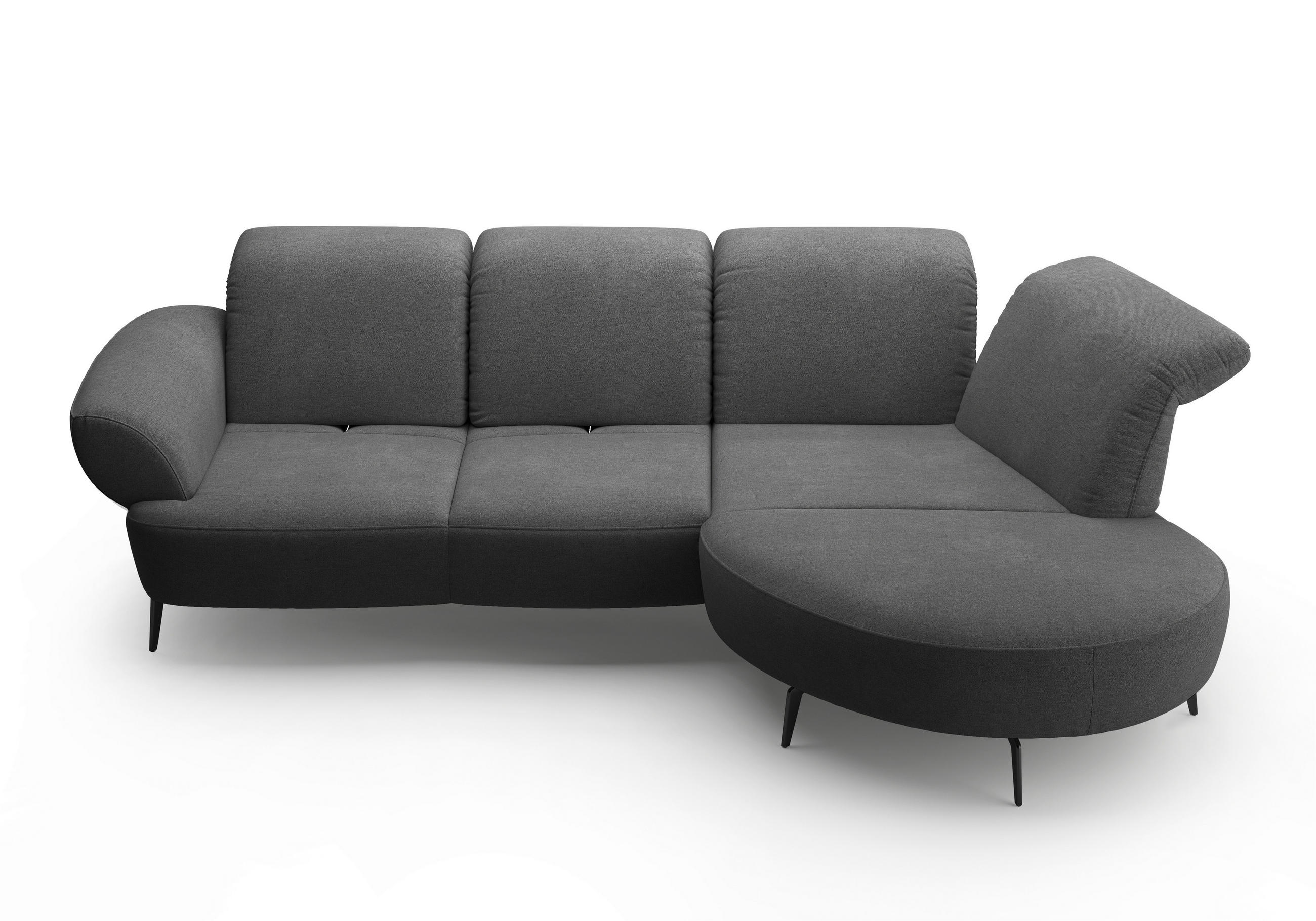 ECKSOFA in Mikrofaser Dunkelgrau  - Dunkelgrau/Schwarz, Modern, Textil/Metall (313/208cm) - Sit & More