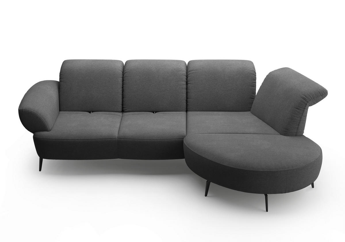 ECKSOFA DANCE E Dunkelgrau Mikrofaser  - Dunkelgrau/Schwarz, MODERN, Textil/Metall (313/208cm) - Sit & More