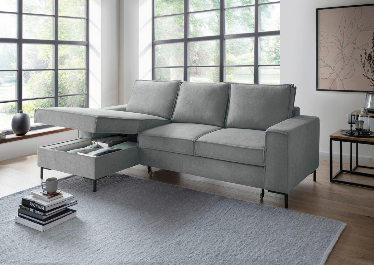 KUTNA GARNITURA tekstil  antracit   - crna/antracit, Moderno, tekstil/metal (150/240cm) - Livetastic
