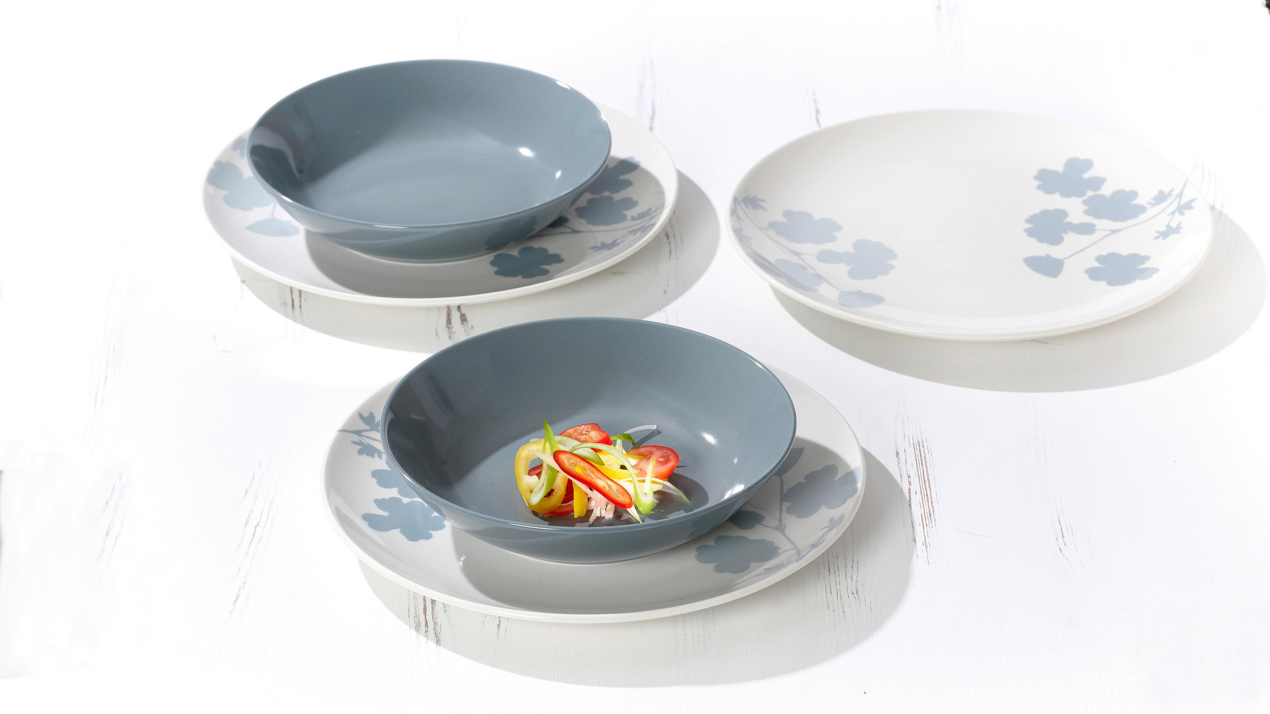 TAFELSERVICE Grau, Weiß 12-teilig Ida  - Weiß/Grau, KONVENTIONELL, Keramik (30/22/30cm) - Ritzenhoff Breker