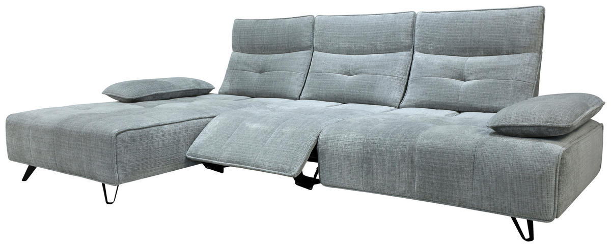 ECKSOFA Hellgrau Chenille  - Hellgrau/Schwarz, Design, Kunststoff/Textil (162/314cm) - Livetastic
