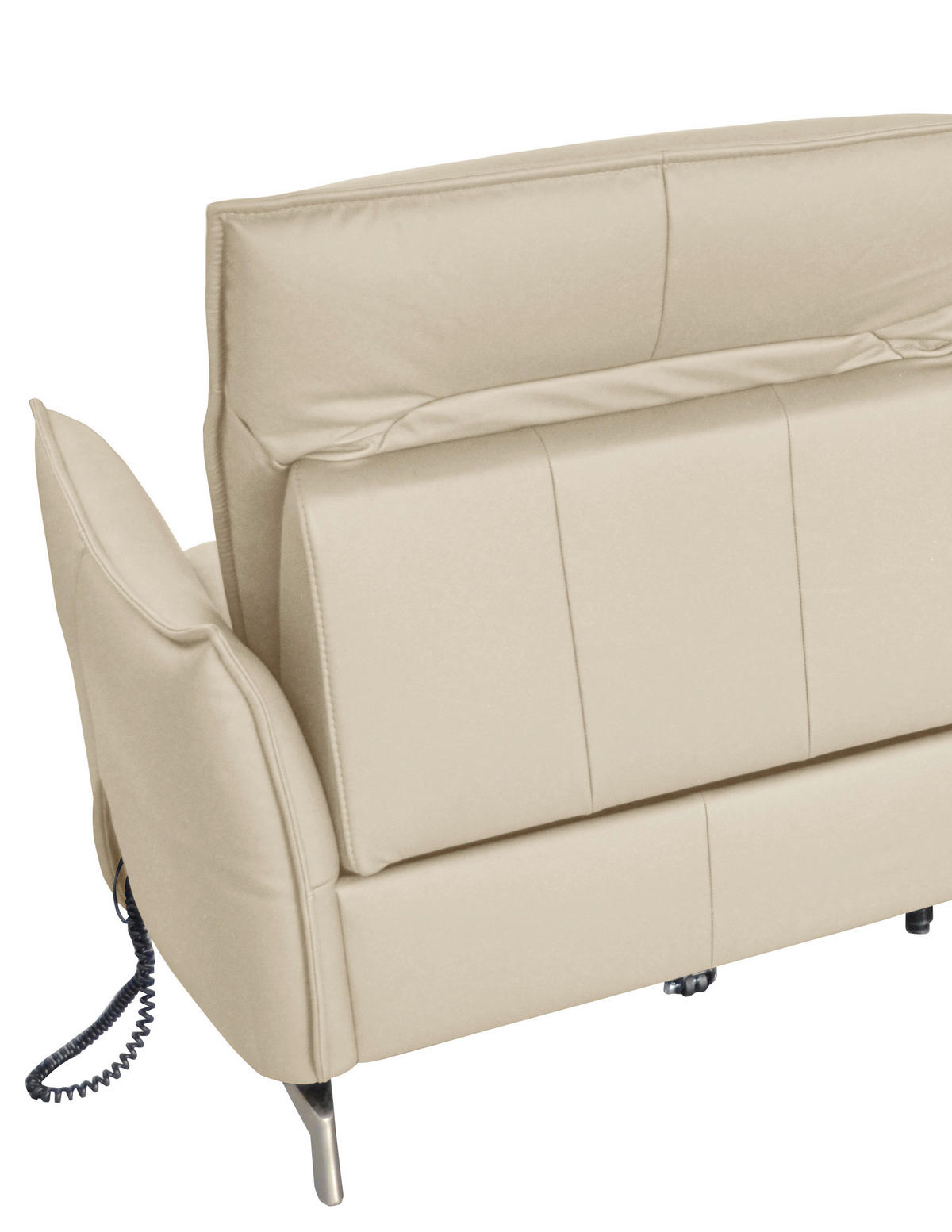 2-SITZER-SOFA in Lederlook (vegan) Ecru  - Ecru/Nickelfarben, Modern, Textil/Metall (154/89/109cm) - Livetastic