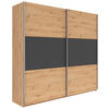SCHWEBETÜRENSCHRANK 218/210/59 cm 2-türig Graphitfarben, Eiche Artisan  - Silberfarben/Graphitfarben, KONVENTIONELL, Holzwerkstoff/Metall (218/210/59cm)