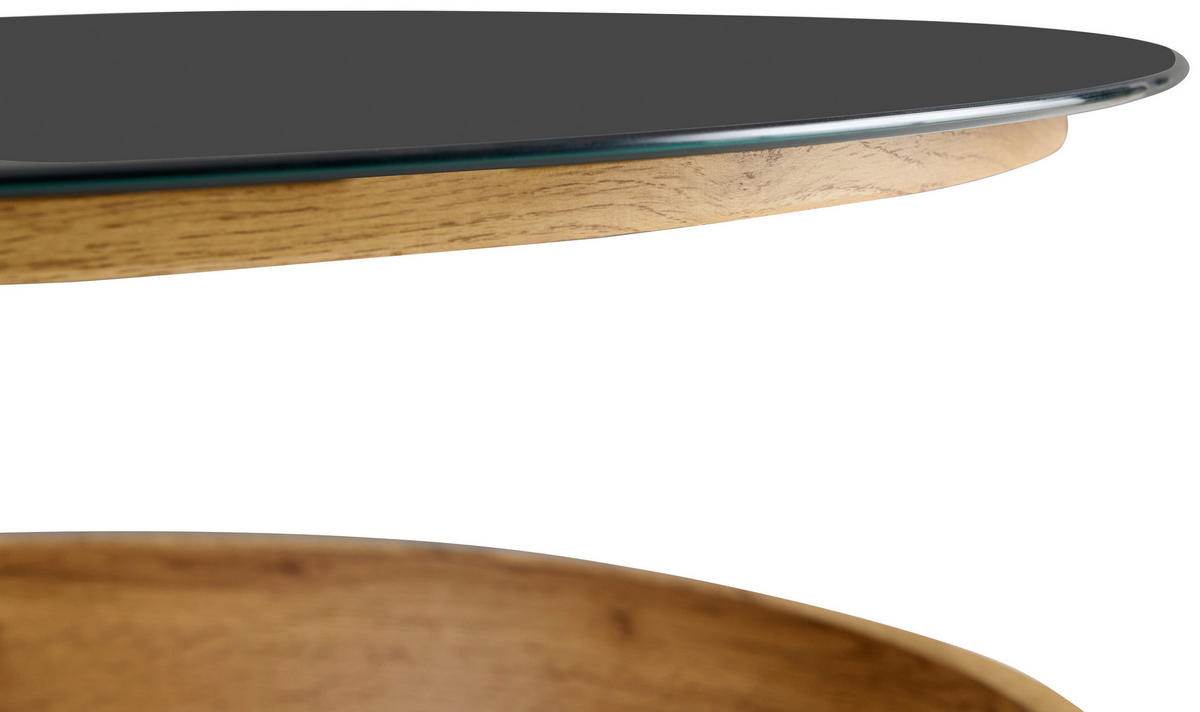 COUCHTISCH ESG 80/80/46 cm rund Schwarz, Eichefarben  - Eichefarben/Schwarz, Design, Glas/Holzwerkstoff (80/80/46cm) - MID.YOU