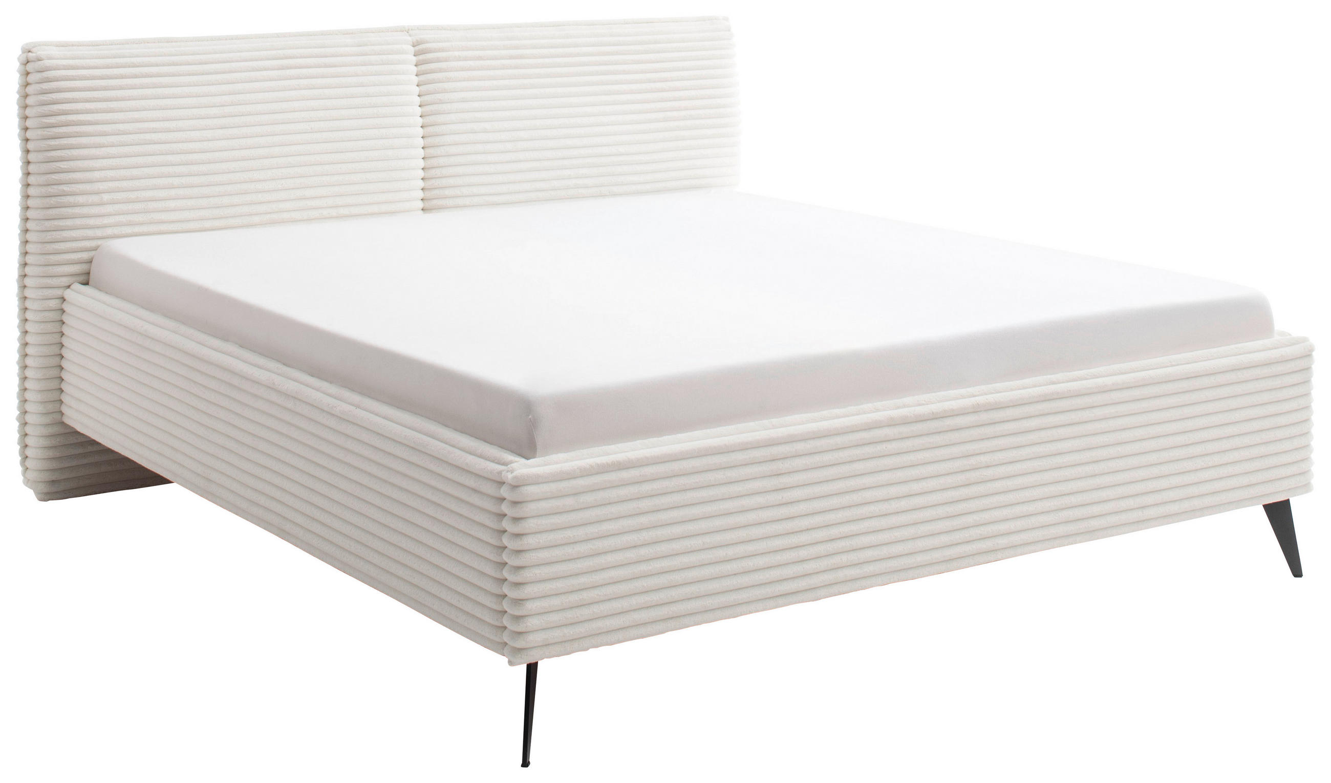 POLSTERBETT 160/200 cm,  in Creme,  - Creme/Schwarz, Trend, Textil/Metall (160/200cm) - Boxxx