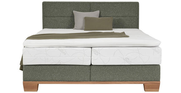 BOXSPRINGBETT 160/200 cm in Eichefarben, Dunkelgrün - Dunkelgrün/Eichefarben, Natur, Holz/Textil (160/200cm) - Valnatura