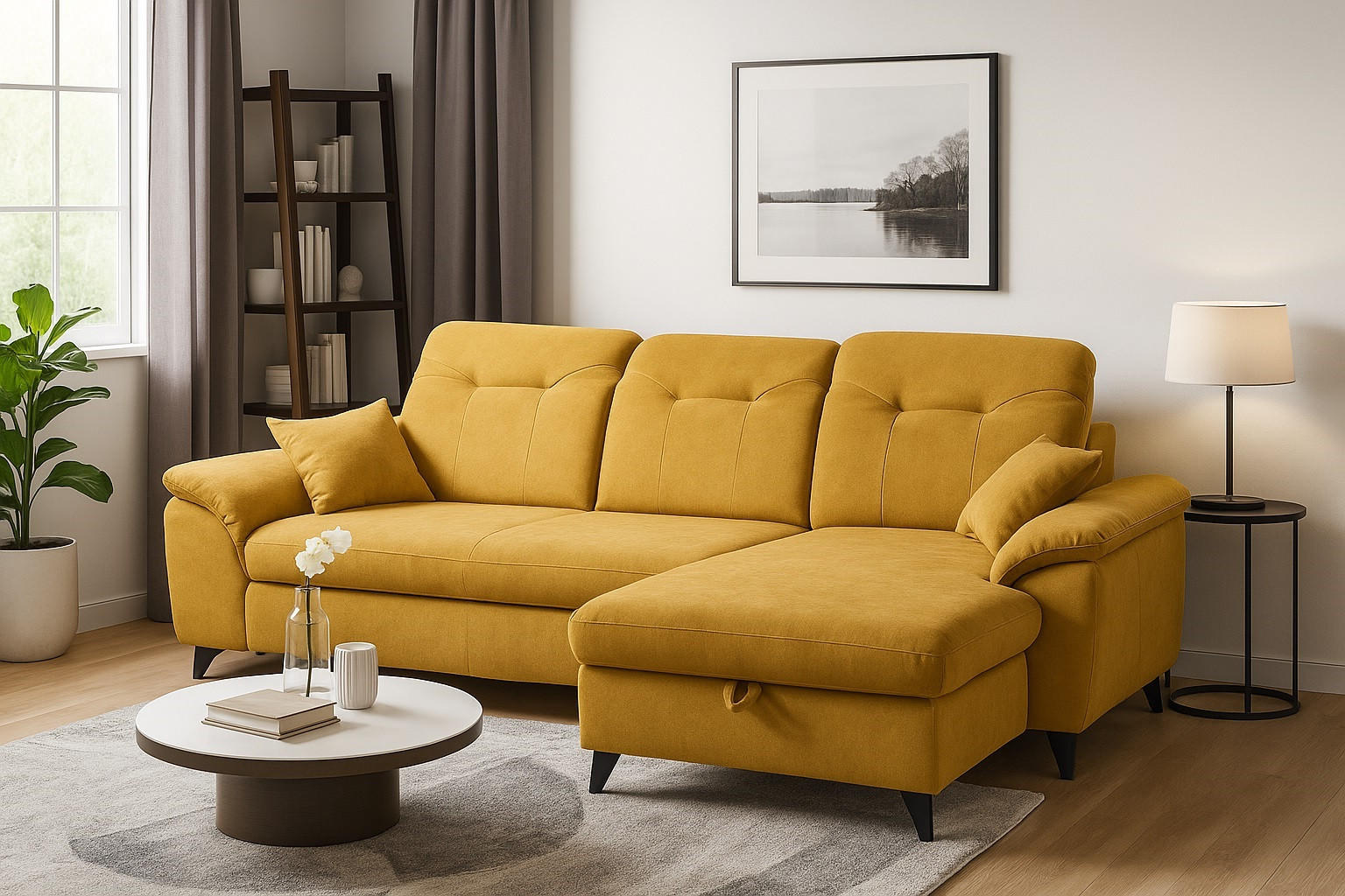 SAROKKANAPÉ textil sárga  - sárga, Basics, textil (260/164cm) - Carryhome