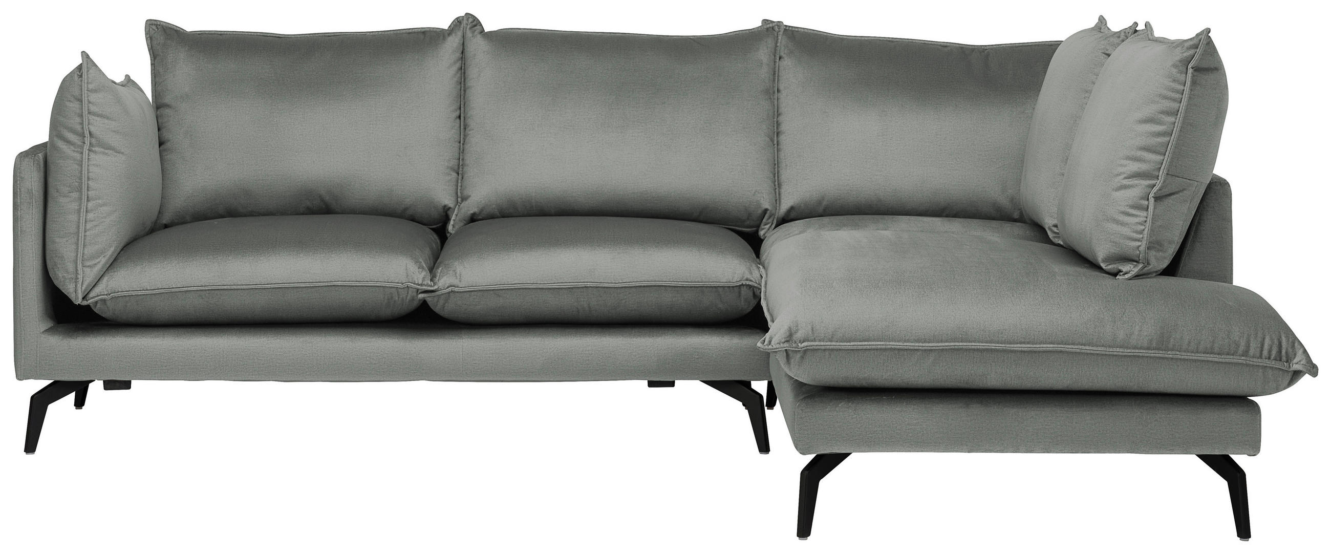 ECKSOFA  Samt Grau  - Schwarz/Grau, Design, Textil/Metall (241/200cm) - Carryhome