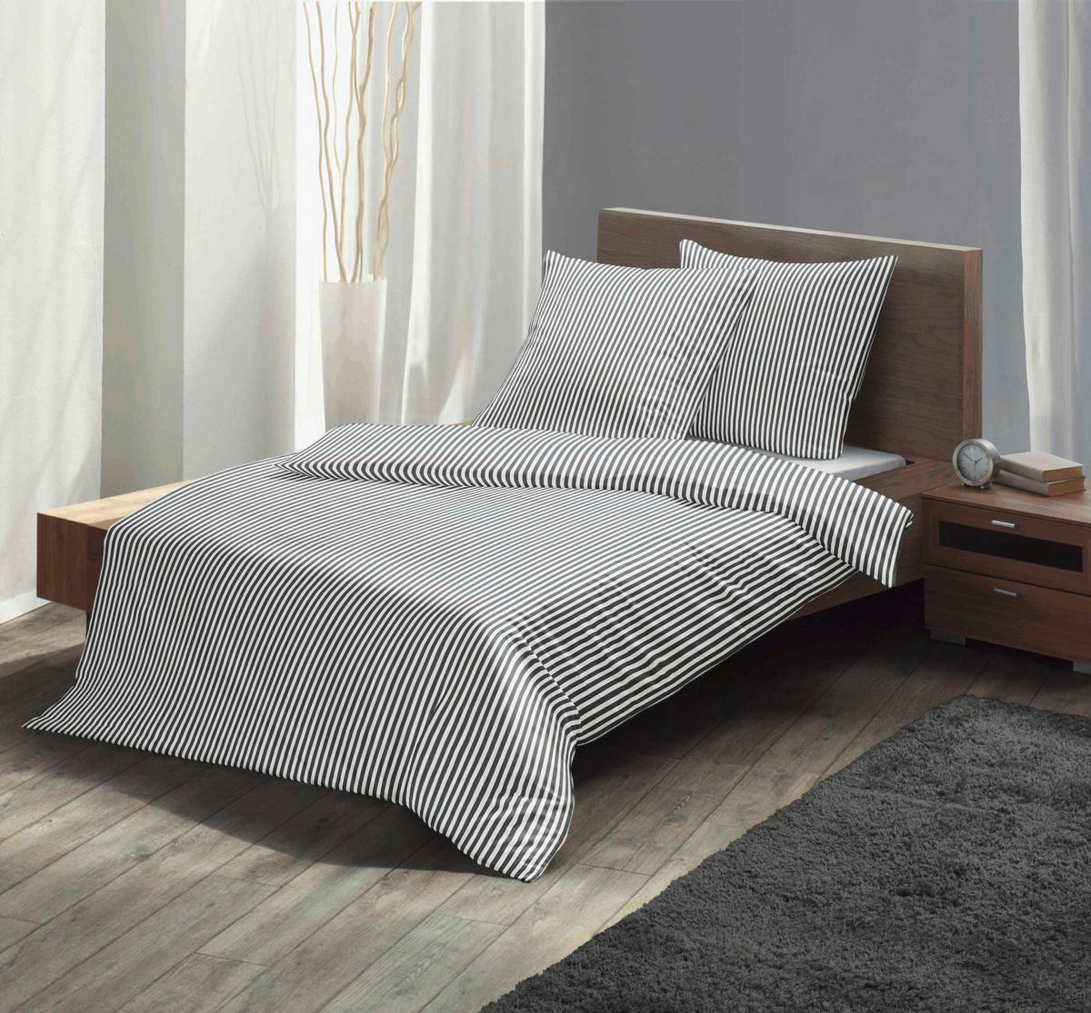 BETTWÄSCHE Rio Seersucker 155/220 cm  - Anthrazit, Basics, Textil (155/220cm) - Fleuresse