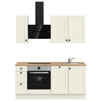 KÜCHENLEERBLOCK 180 cm   in Weiß, Eichefarben  - Eichefarben/Schwarz, ROMANTIK / LANDHAUS, Holzwerkstoff/Metall (180cm) - Nobilia