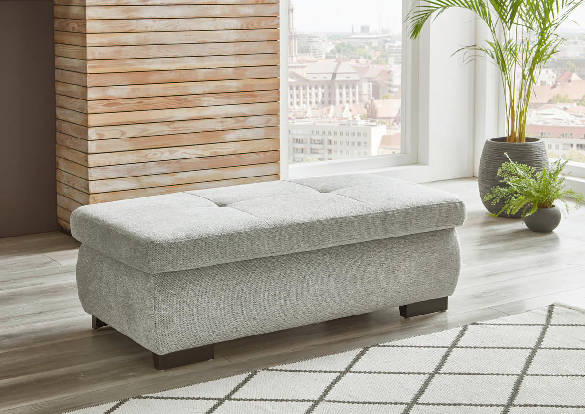 ECKSOFA in Flachgewebe Alufarben  - Schwarz/Alufarben, Design, Textil/Metall (174/297cm) - Beldomo Style