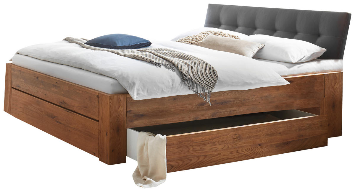 STAURAUMBETT 180/200 cm  in Anthrazit, Eichefarben  - Eichefarben/Anthrazit, Design, Holz (180/200cm) - Hasena