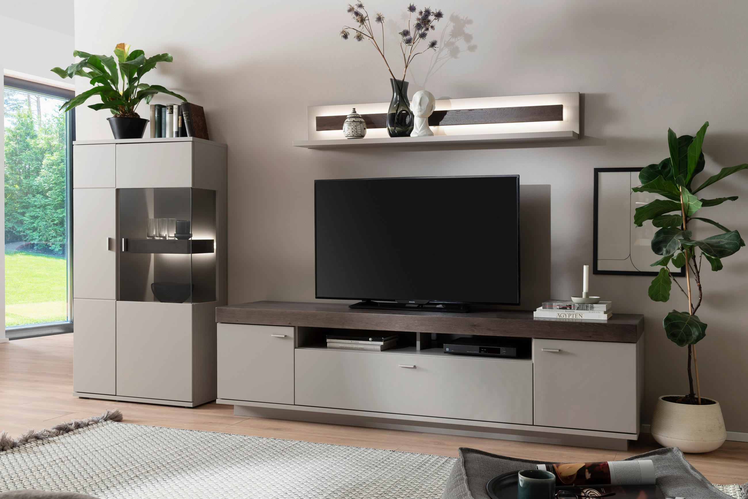 TV-ELEMENT Grau, Eichefarben  210/58/50 cm  - Eichefarben/Grau, Design, Holzwerkstoff/Metall (210/58/50cm) - Novel