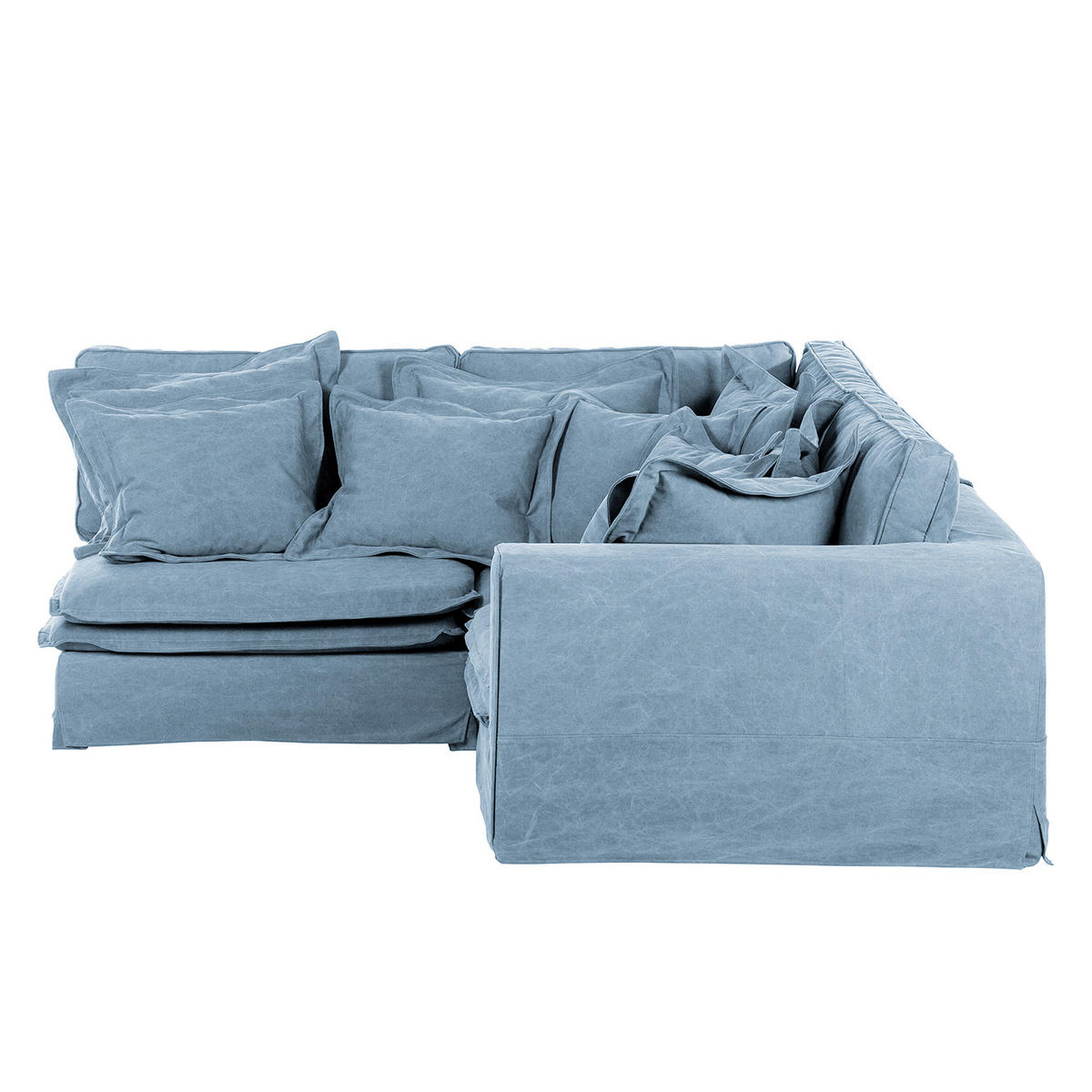 ECKSOFA STELLA Blau Webstoff Zierkissen, Rückenkissen  - Blau/Schwarz, Design, Kunststoff/Textil (238/222cm) - P & B