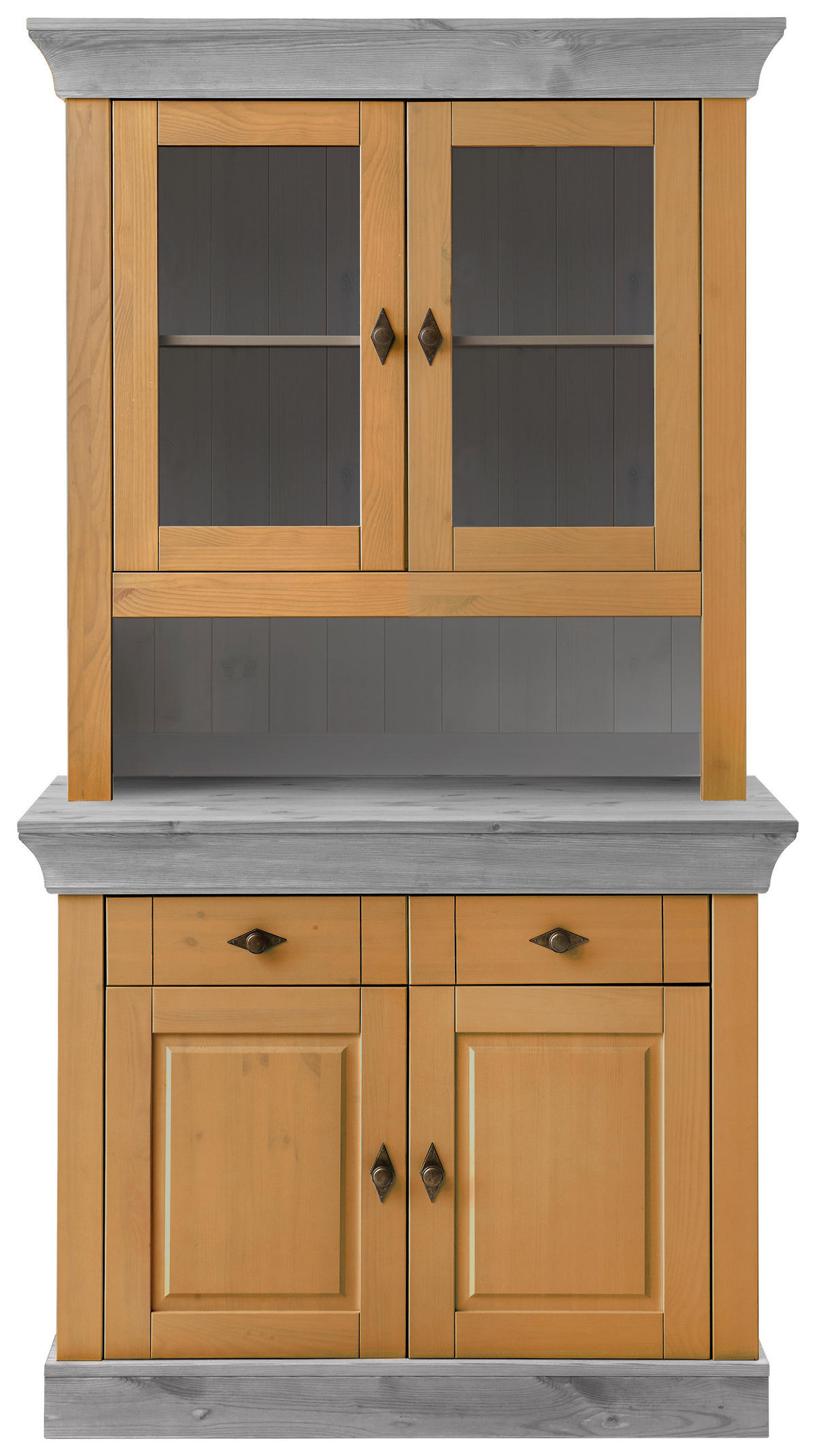 BUFFET 108/197/45 cm  in Grau, Laugenfarbig  - Laugenfarbig/Grau, ROMANTIK / LANDHAUS, Glas/Holz (108/197/45cm) - Boxxx