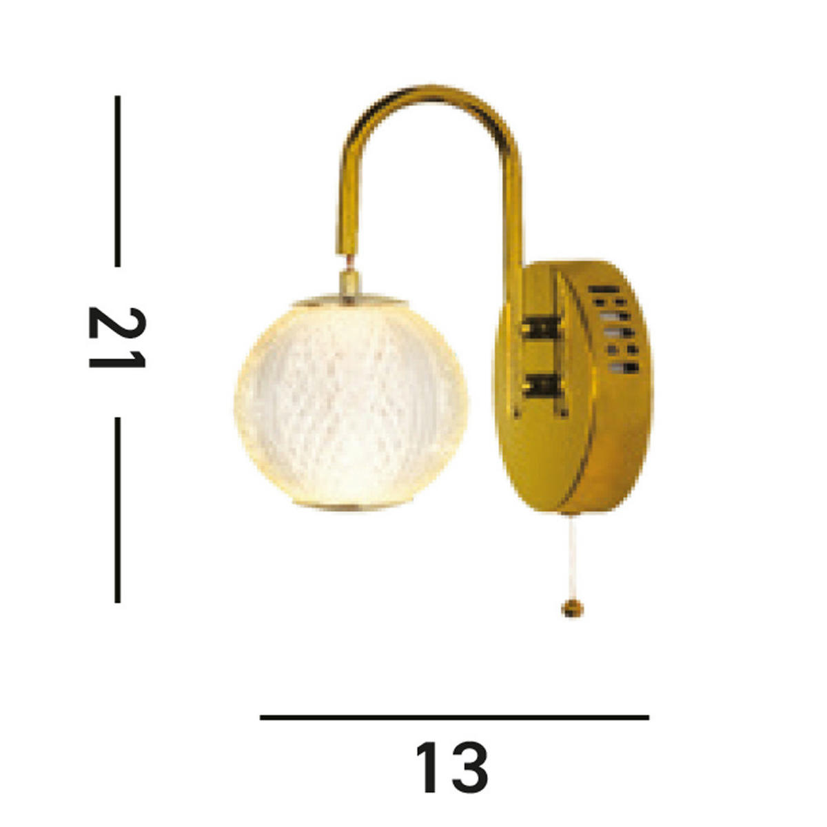 LED-WANDLEUCHTE 13/21/19 cm   - Transparent/Messingfarben, Trend, Kunststoff/Metall (13/21/19cm)