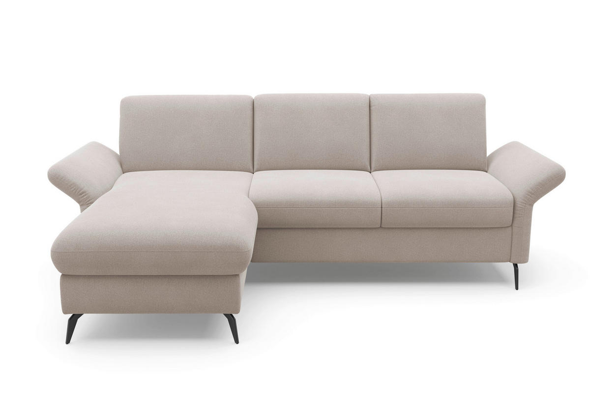 ECKSOFA ROCHELLE E Greige Flachgewebe  - Greige/Schwarz, KONVENTIONELL, Textil/Metall (164/251cm) - Sit & More