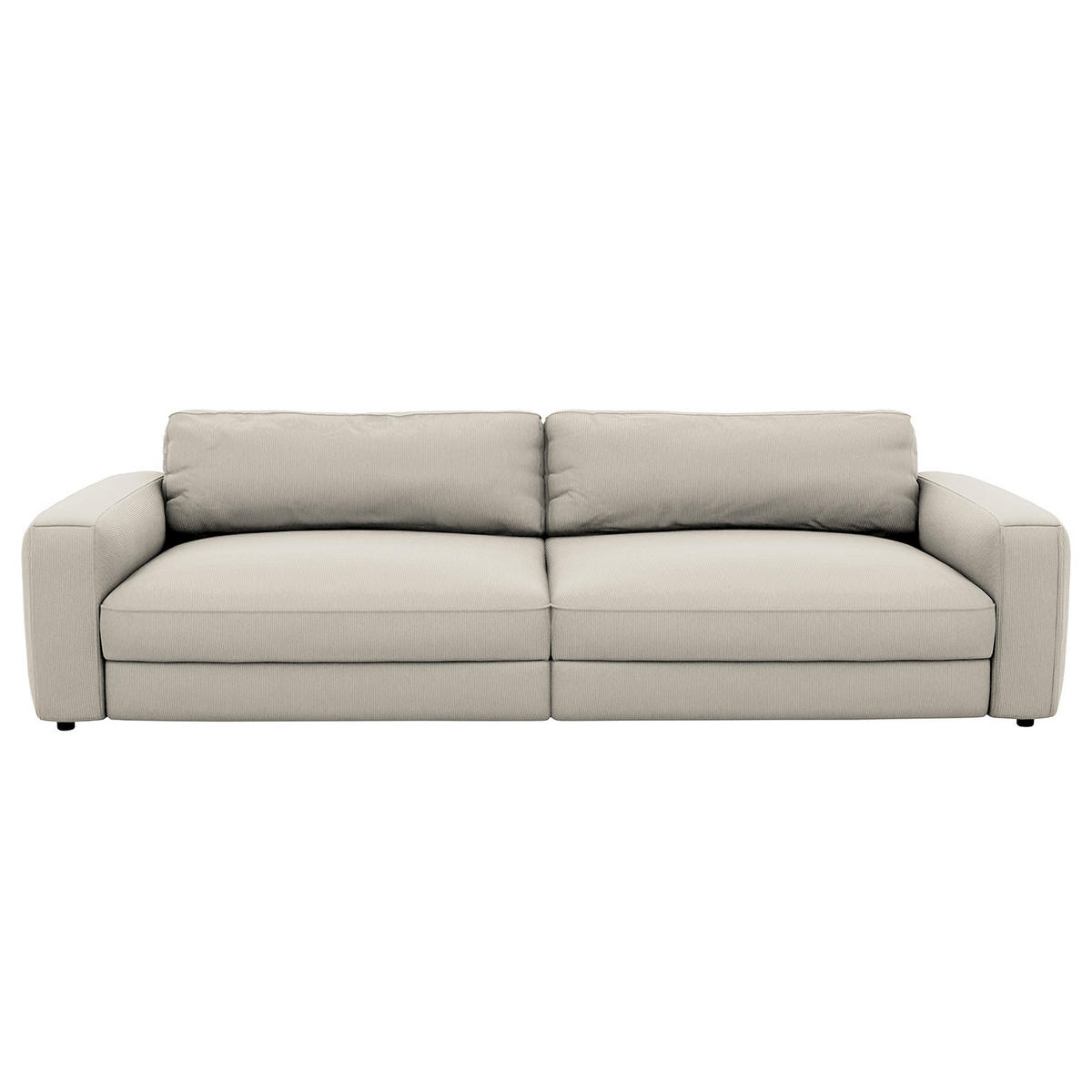 BIGSOFA in Cord Grau  - Schwarz/Grau, Modern, Kunststoff/Textil (264/84/125cm) - Trendmanufaktur