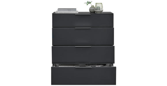 KOMMODE in 90/101/40,5 cm - Anthrazit/Alufarben, Design, Glas/Holzwerkstoff (90/101/40,5cm) - Voleo