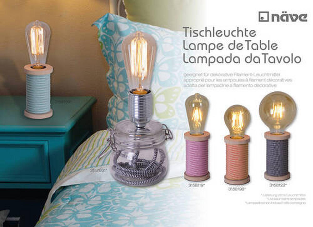 TISCHLEUCHTE MAX 11/20 cm   - Klar, LIFESTYLE, Glas/Textil (11/20cm) - Näve