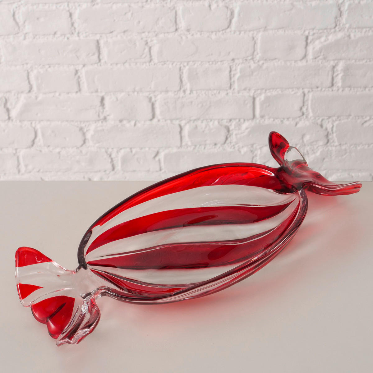 DEKOSCHALE - Rot/Weiß, Basics, Glas (34,5/15,3/4cm) - X-Mas