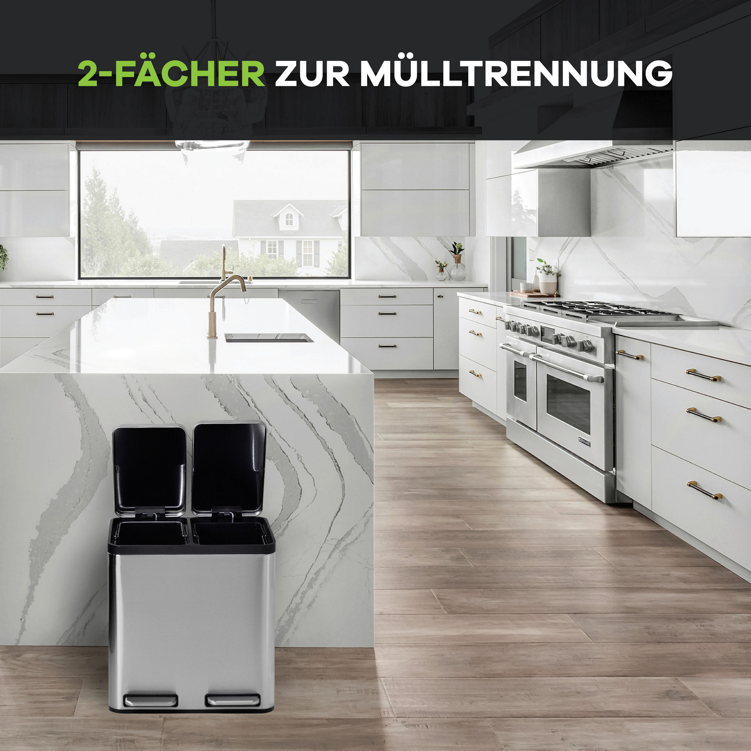 ABFALLEIMER 30 l  Metall  - Silberfarben/Schwarz, KONVENTIONELL, Kunststoff/Metall (41,5/44/34,5cm) - P & B