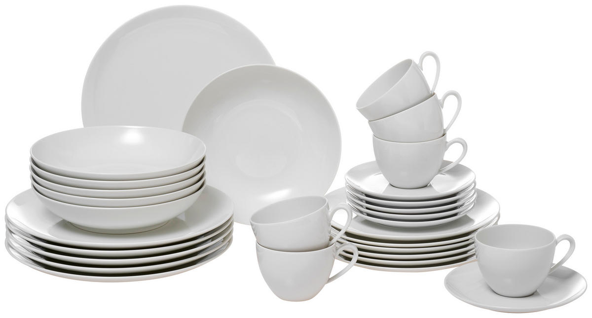 KOMBISERVICE Savona uni 30-teilig  - Perlmutt, KONVENTIONELL, Keramik (36,5/31,2/36,9cm) - Seltmann Weiden