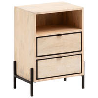 NOČNÝ STOLÍK, mangové drevo, svetlohnedá, 43/60/50 cm - svetlohnedá/čierna, Design, kov/drevo (43/60/50cm) - MID.YOU