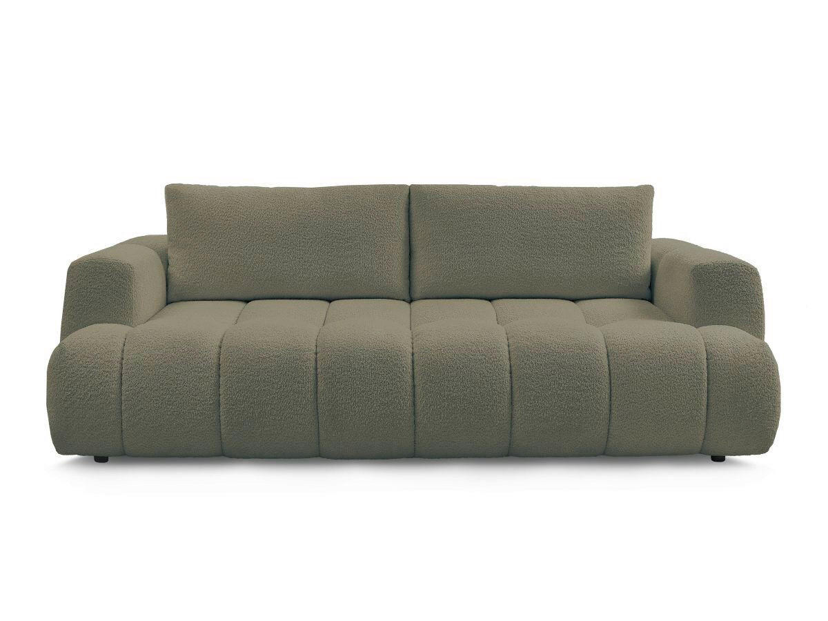 SCHLAFSOFA FUJI Bouclé Grün  inkl.  - Schwarz/Grün, MODERN, Kunststoff/Textil (251/113/88cm)