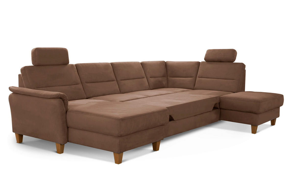 WOHNLANDSCHAFT in Mikrofaser Braun  - Eichefarben/Braun, Konventionell, Holz/Textil (163/308/212cm) - Sit & More