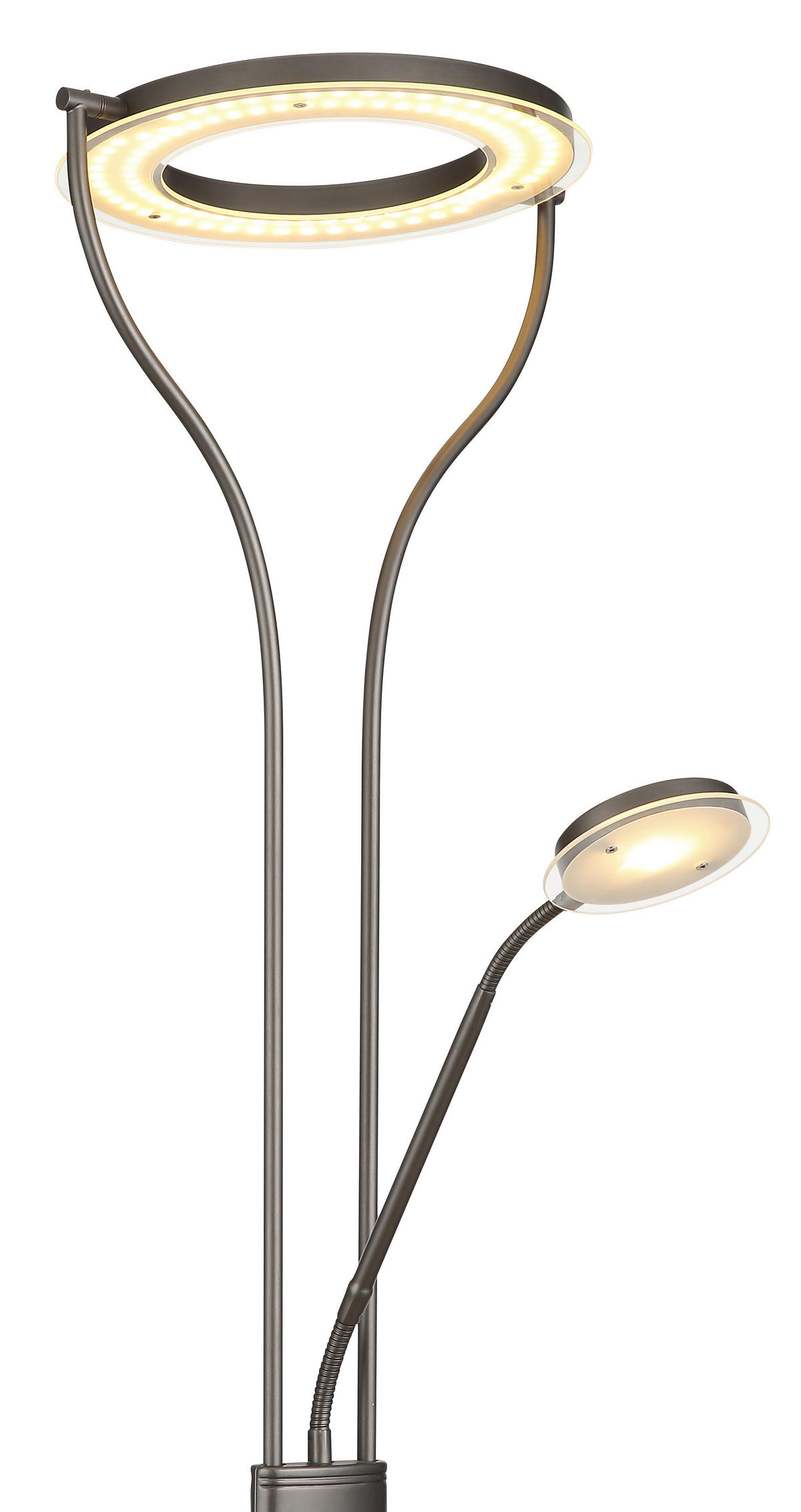LED-STEHLEUCHTE Ebro 35/30/194 cm  - Klar/Schwarz, Design, Glas/Kunststoff (35/30/194cm) - Globo