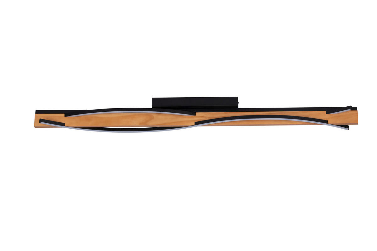 LED-DECKENLEUCHTE Zhang 120/12,5/10,5 cm   - Schwarz/Kieferfarben, Design, Holz/Kunststoff (120/12,5/10,5cm) - Novel