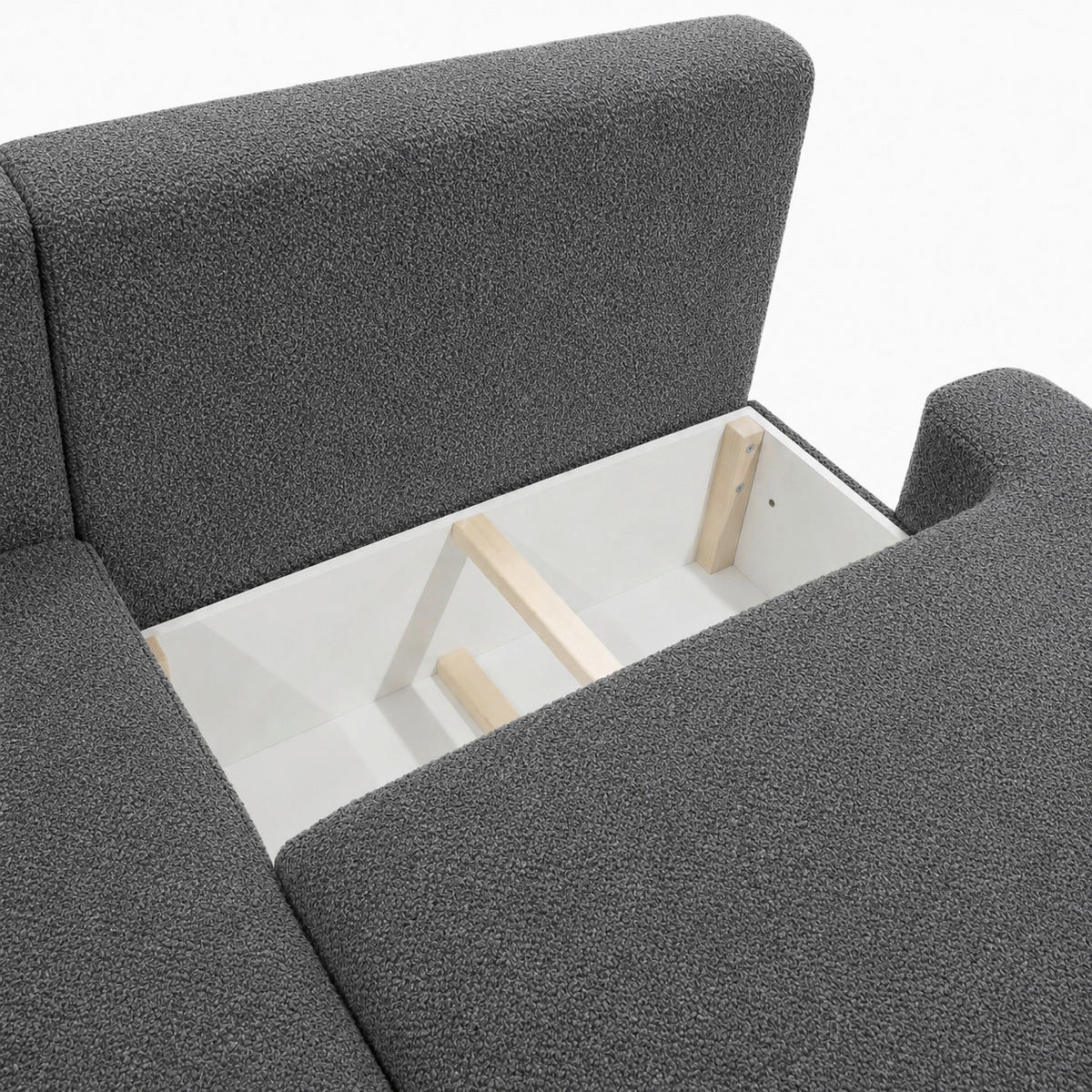 ECKSOFA FREDO Dunkelgrau Bouclé  - Dunkelgrau/Schwarz, Design, Kunststoff/Textil (150/233cm) - MID.YOU
