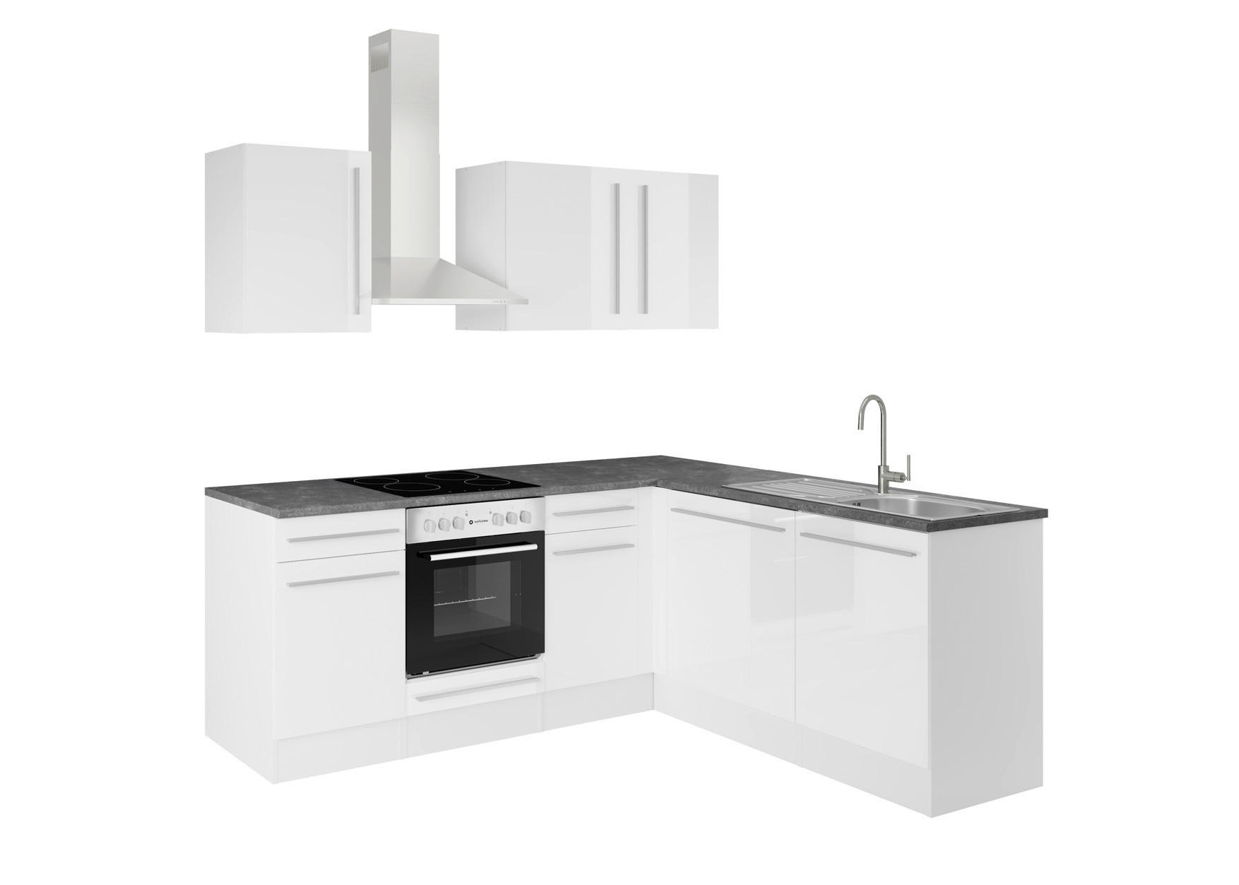 ECKKÜCHE 220/175 cm  in Weiß, Weiß Hochglanz  - Weiß Hochglanz/Anthrazit, LIFESTYLE, Holzwerkstoff/Kunststoff (220/175cm) - P & B