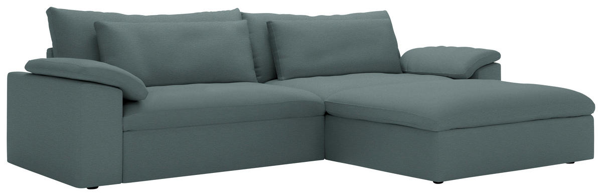 ECKSOFA  Chenille Blaugrau  - Blaugrau/Schwarz, Modern, Kunststoff/Textil (306/198cm) - Carryhome