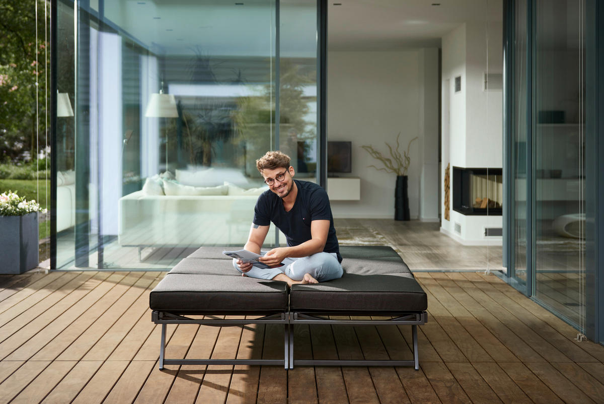 GARTENBANK 204/81/72 cm  Aluminium  - Hellgrau/Grau, Basics, Textil/Metall (204/81/72cm) - Sieger