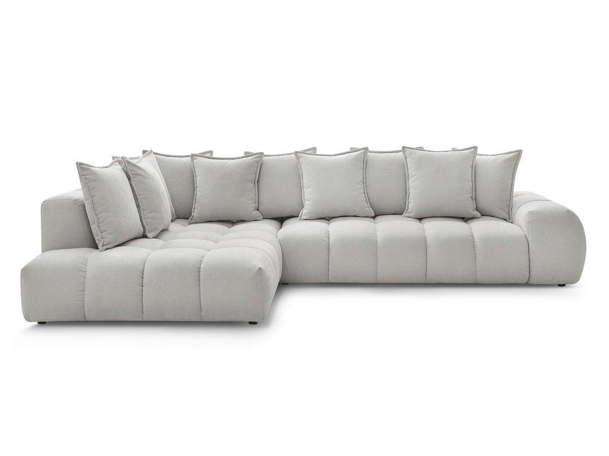 ECKSOFA Ottomane links  EVEREST Hellgrau Struktur  - Hellgrau/Schwarz, MODERN, Kunststoff/Textil (210/352cm)