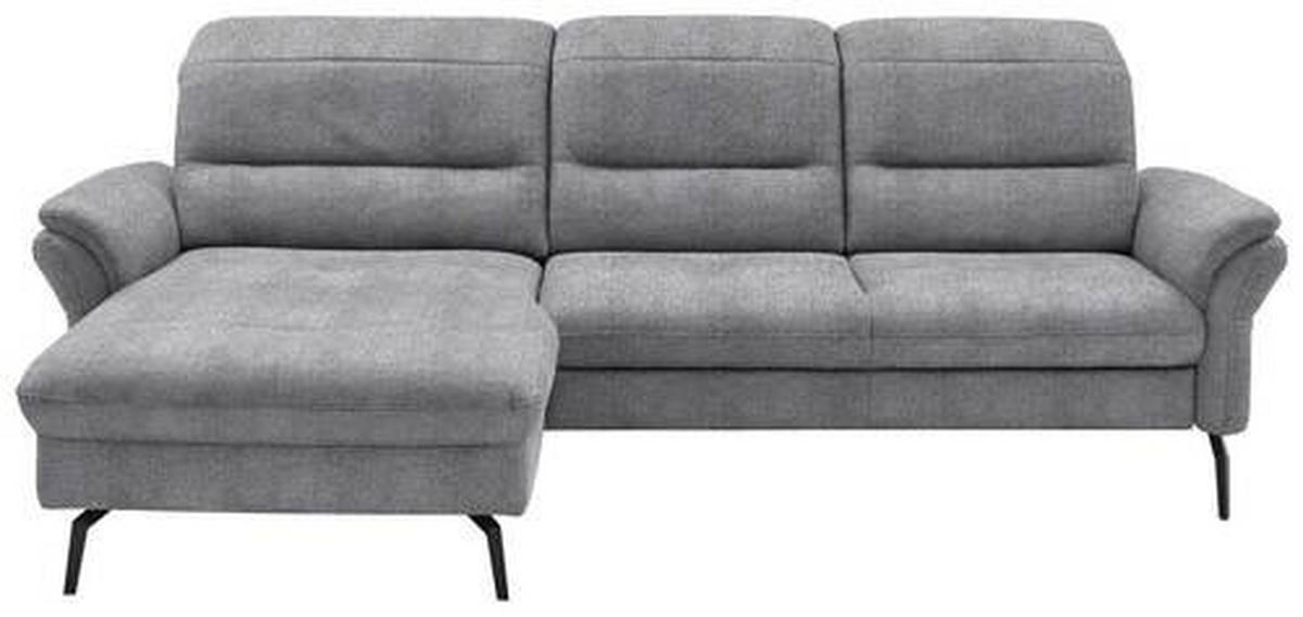 ECKSOFA in Flachgewebe Grau  - Schwarz/Grau, Konventionell, Textil/Metall (181/260cm) - Beldomo Speed