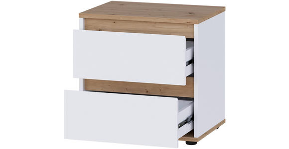 NACHTKÄSTCHEN 50/50/38 cm  in Weiß, Eiche Artisan  - Schwarz/Weiß, MODERN, Holzwerkstoff/Kunststoff (50/50/38cm) - Carryhome