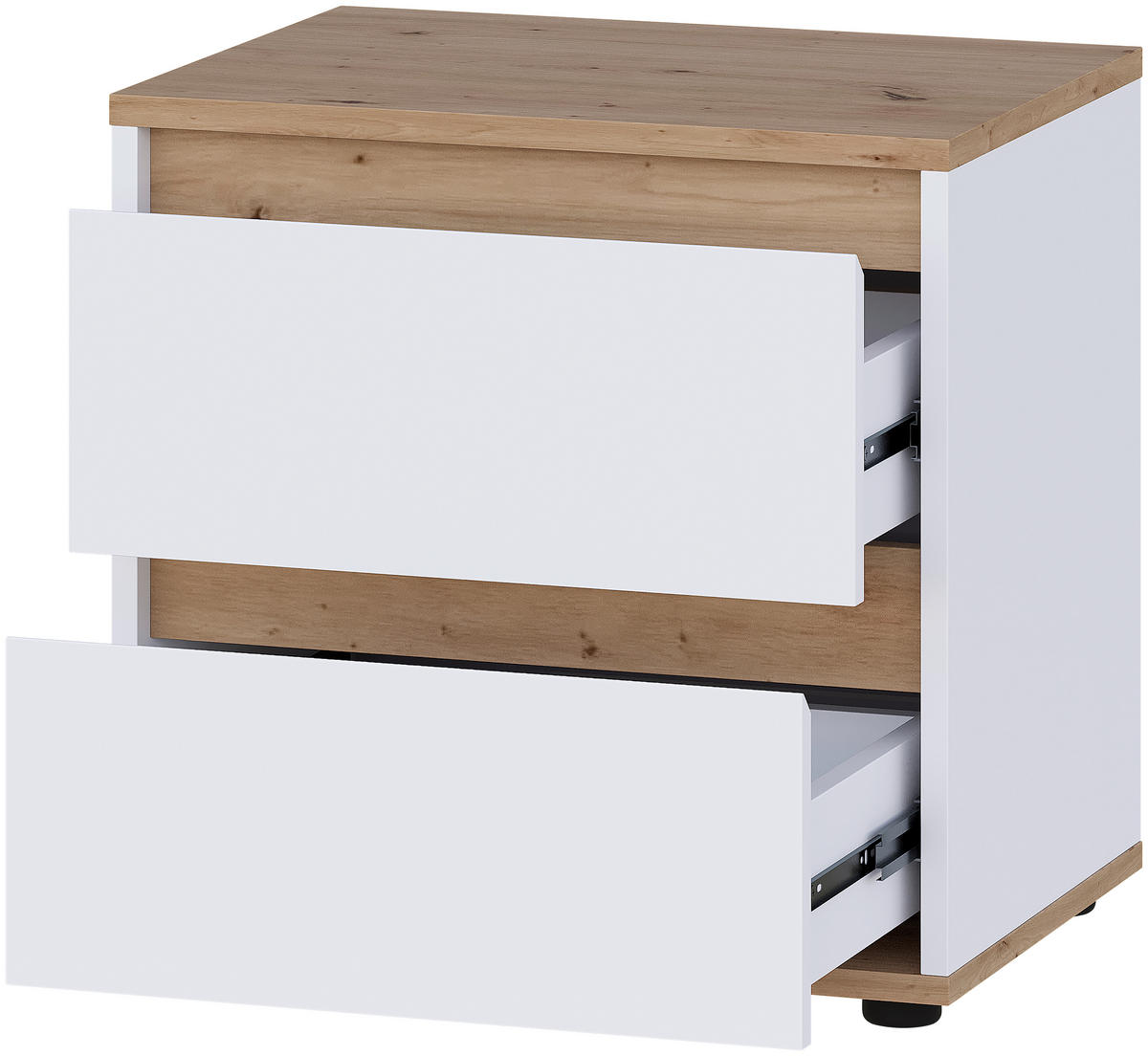 NACHTKÄSTCHEN 50/50/38 cm  in Weiß, Eiche Artisan  - Schwarz/Weiß, MODERN, Holzwerkstoff/Kunststoff (50/50/38cm) - Carryhome