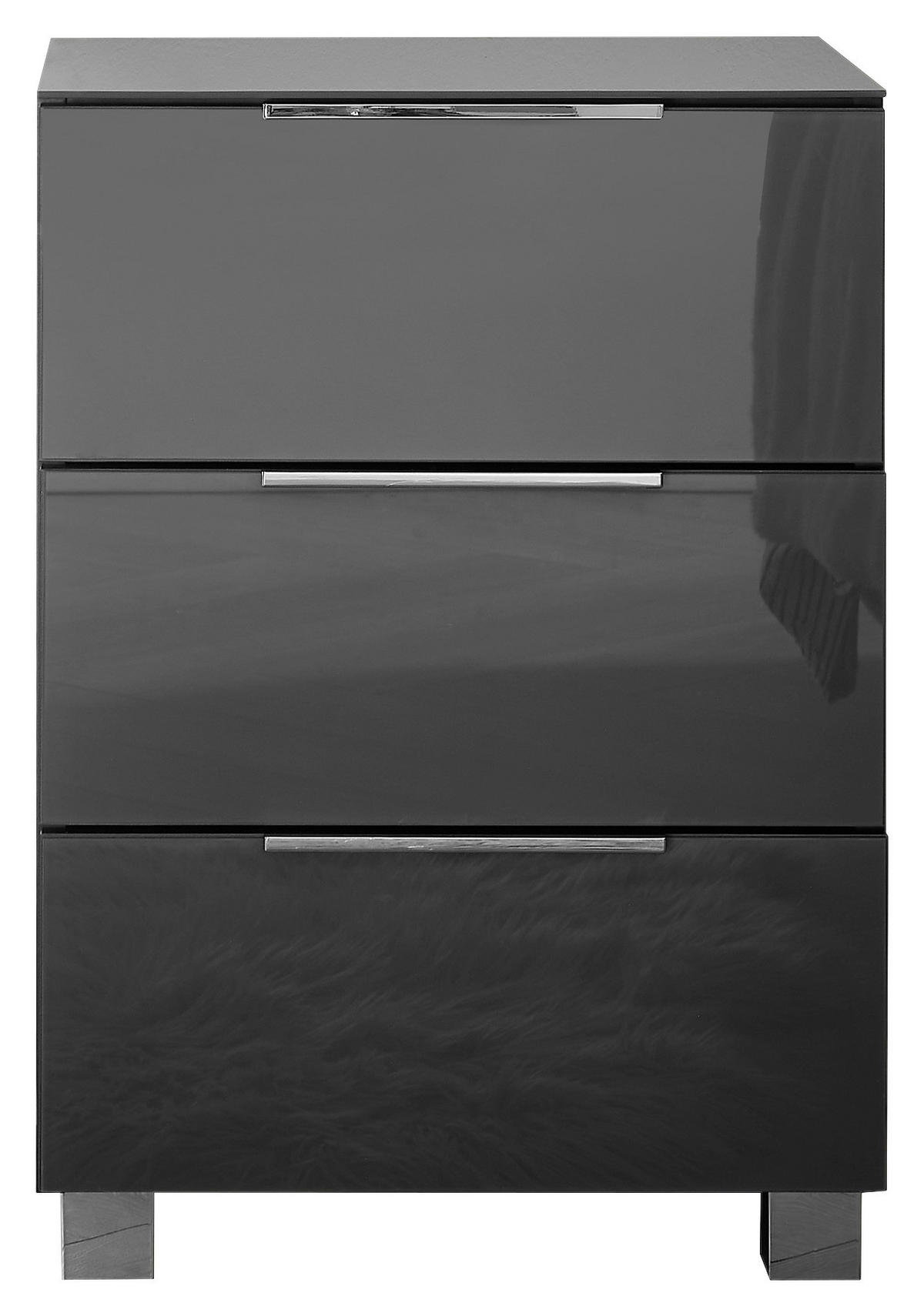 NACHTTISCH 45,1/63,5/40,2 cm  in Graphitfarben  - Chromfarben/Graphitfarben, Konventionell, Glas/Holzwerkstoff (45,1/63,5/40,2cm) - Xora