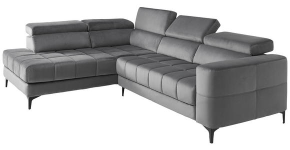 ECKSOFA inkl.Funktionen Dunkelgrau Samt  - Dunkelgrau/Schwarz, Design, Kunststoff/Textil (202/281cm) - Xora