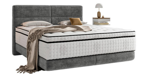 BOXSPRINGBETT 180/200 cm  in Grau  - Schwarz/Grau, KONVENTIONELL, Holz/Textil (180/200cm) - Esposa