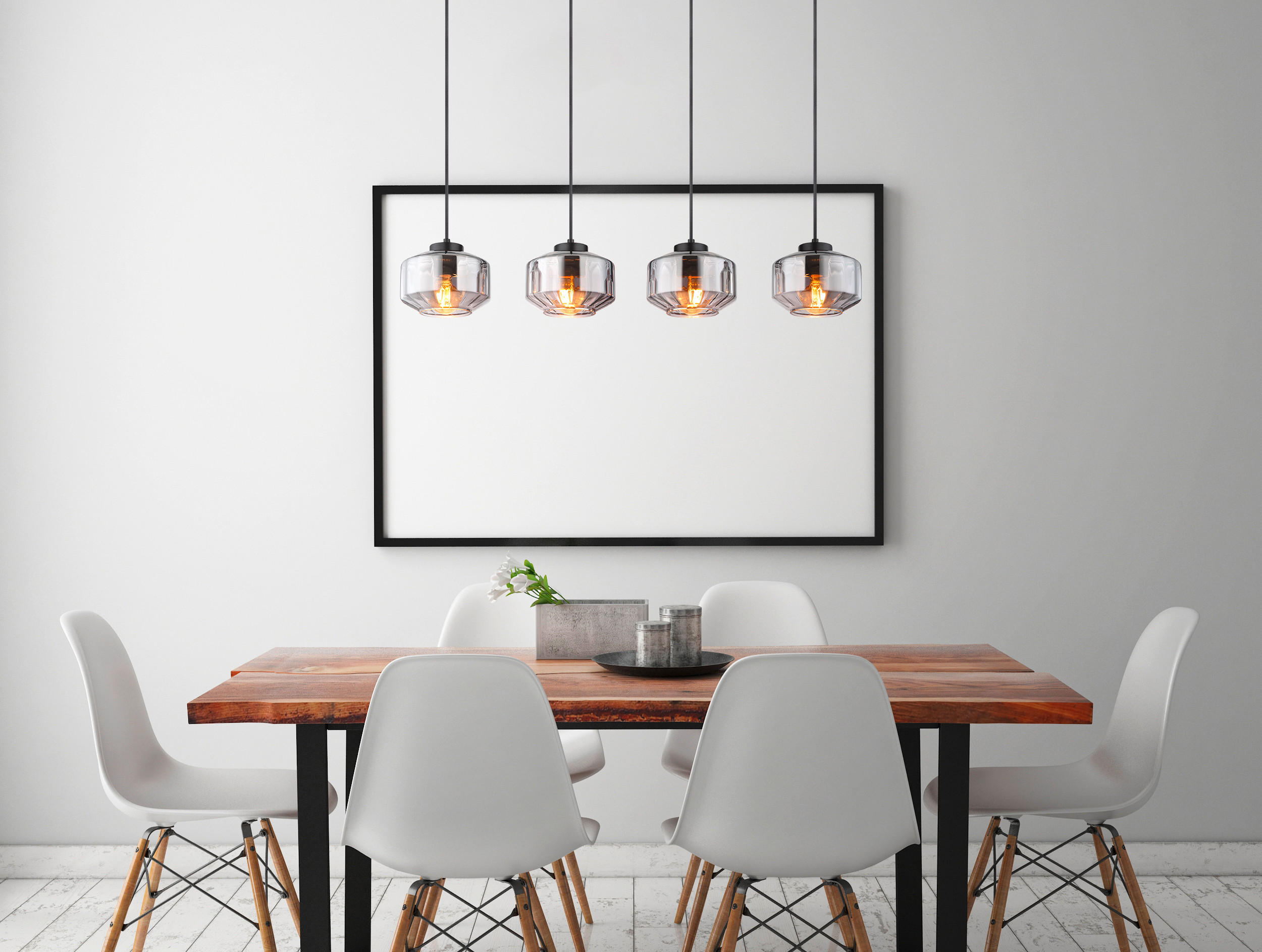 HÄNGELEUCHTE 96/18/120 cm   - Schwarz, Design, Glas/Metall (96/18/120cm) - Globo