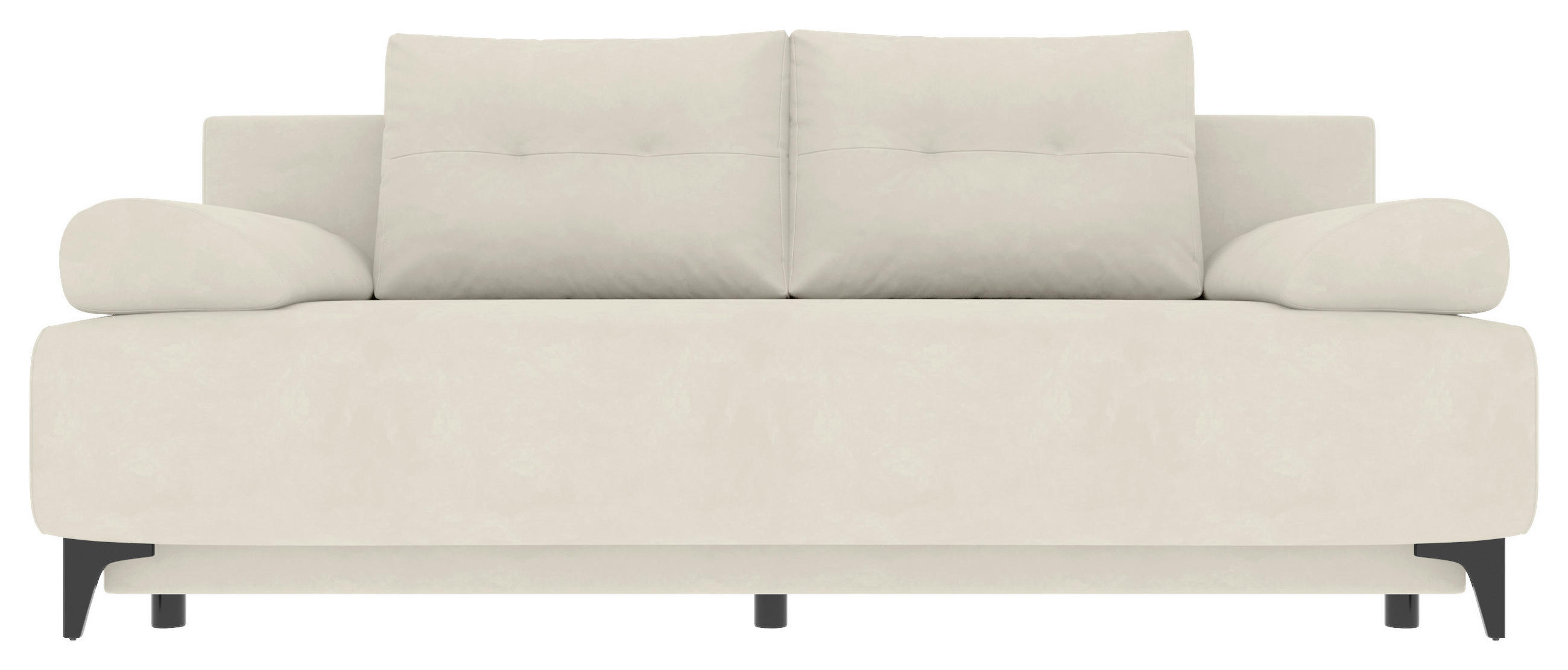 SCHLAFSOFA  mit Liegefunktion, Rücken echt Plüsch Creme  - Creme/Schwarz, KONVENTIONELL, Textil/Metall (200/98/90cm) - Carryhome