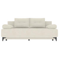 SCHLAFSOFA  mit Liegefunktion, Rücken echt Plüsch Creme  - Creme/Schwarz, KONVENTIONELL, Textil/Metall (200/98/90cm) - Carryhome